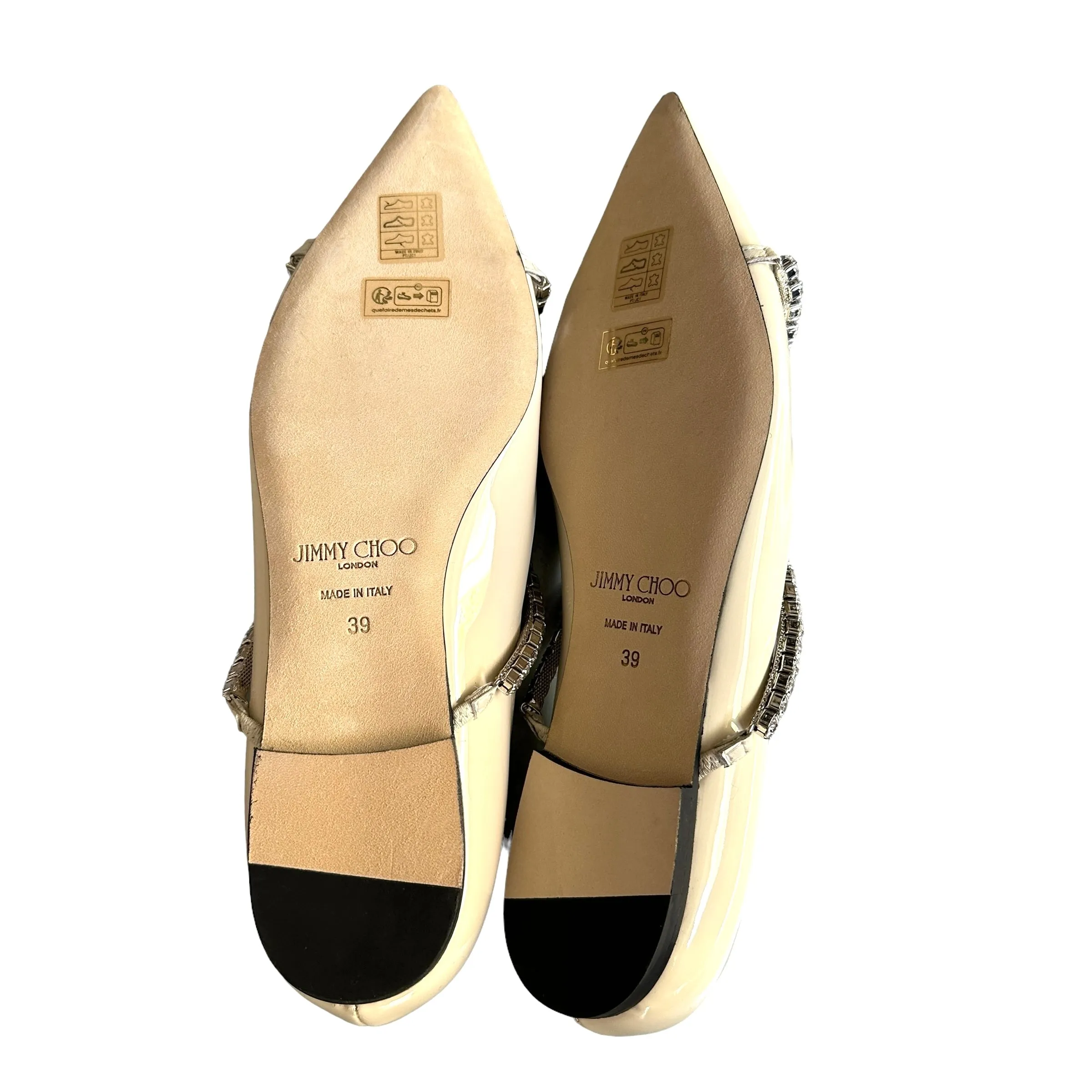 Cream Patent & Crystal Flats - 9