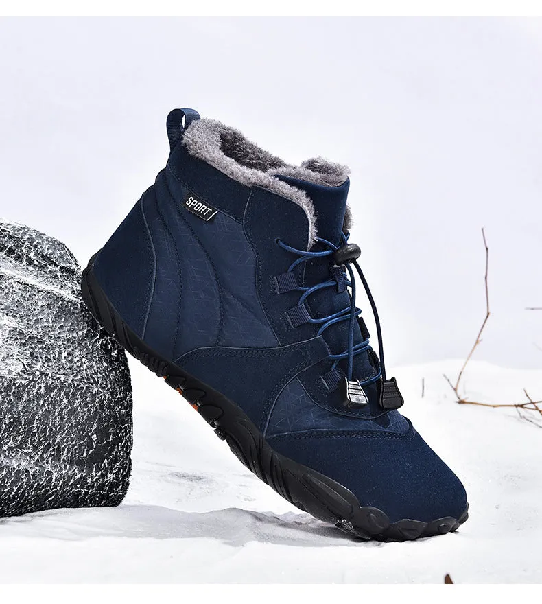 Damen Outdoor High-Top Baumwollschuhe, Unisex Barfußschuhe Arbeitsschuhe, Schneestiefel, warm, plus samtverdickte Mittelrohr-Wander-Winterschuhe