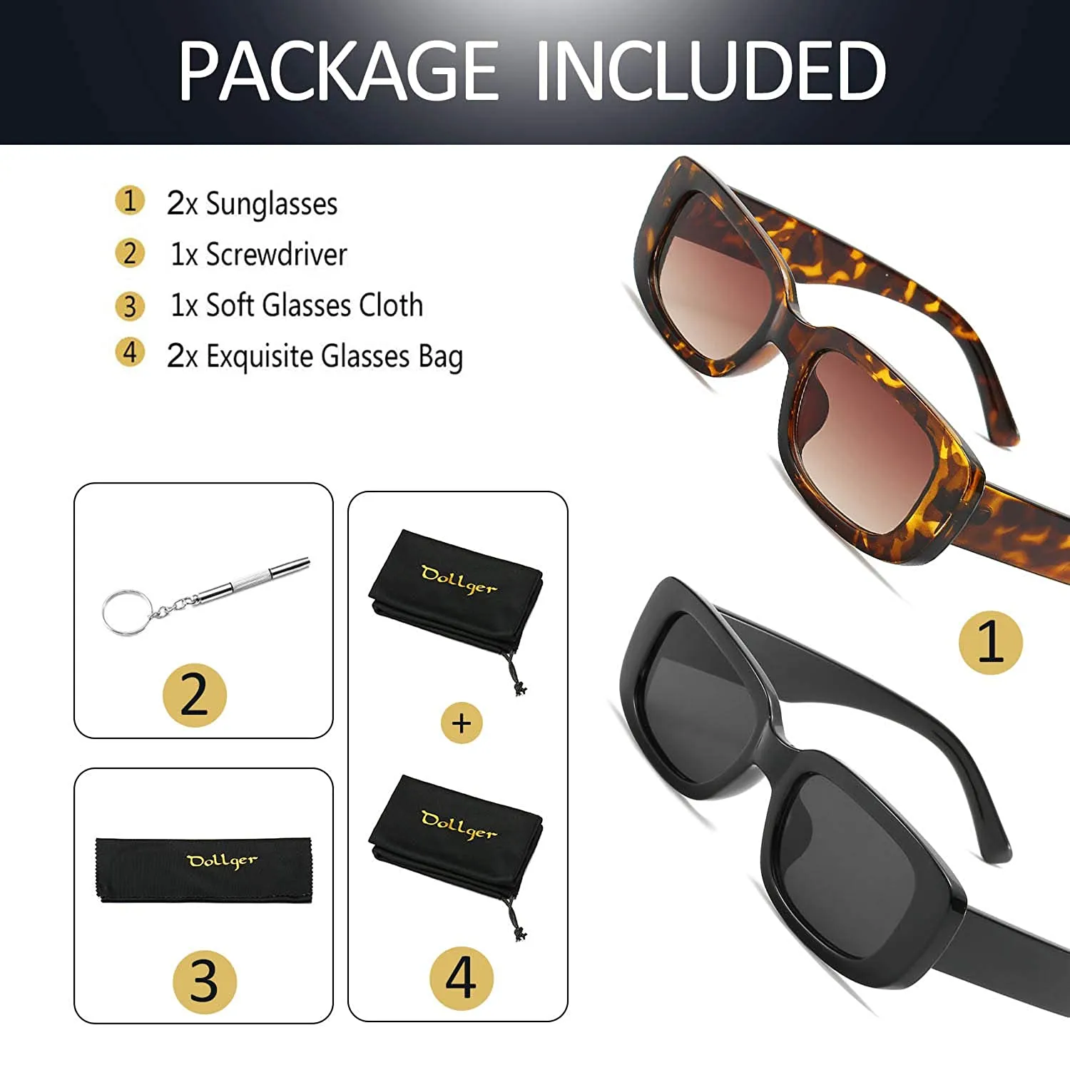 Dollger Rectangular Sunglasses For Women And Men