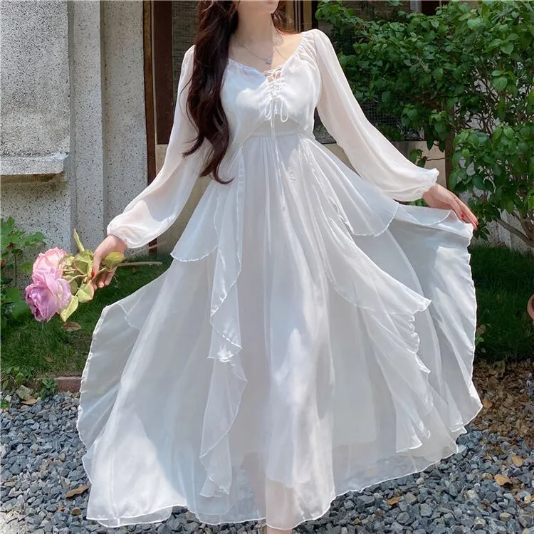 Dress Sets Women Solid Empire Elegant Girlish Leisure Korean Style Female 2021 Summer Outfits Lovely Vintage Ankle-length Chic