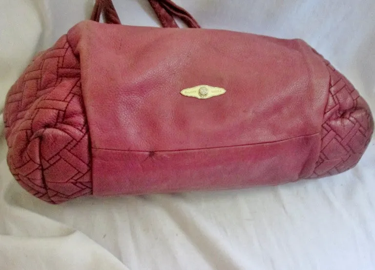 ELLIOTT LUCCA Oversize Leather Hobo Shoulder Bag Tote Handbag MAUVE PURPLE RED XL