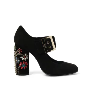 Emb Mary Jane Pump in Black