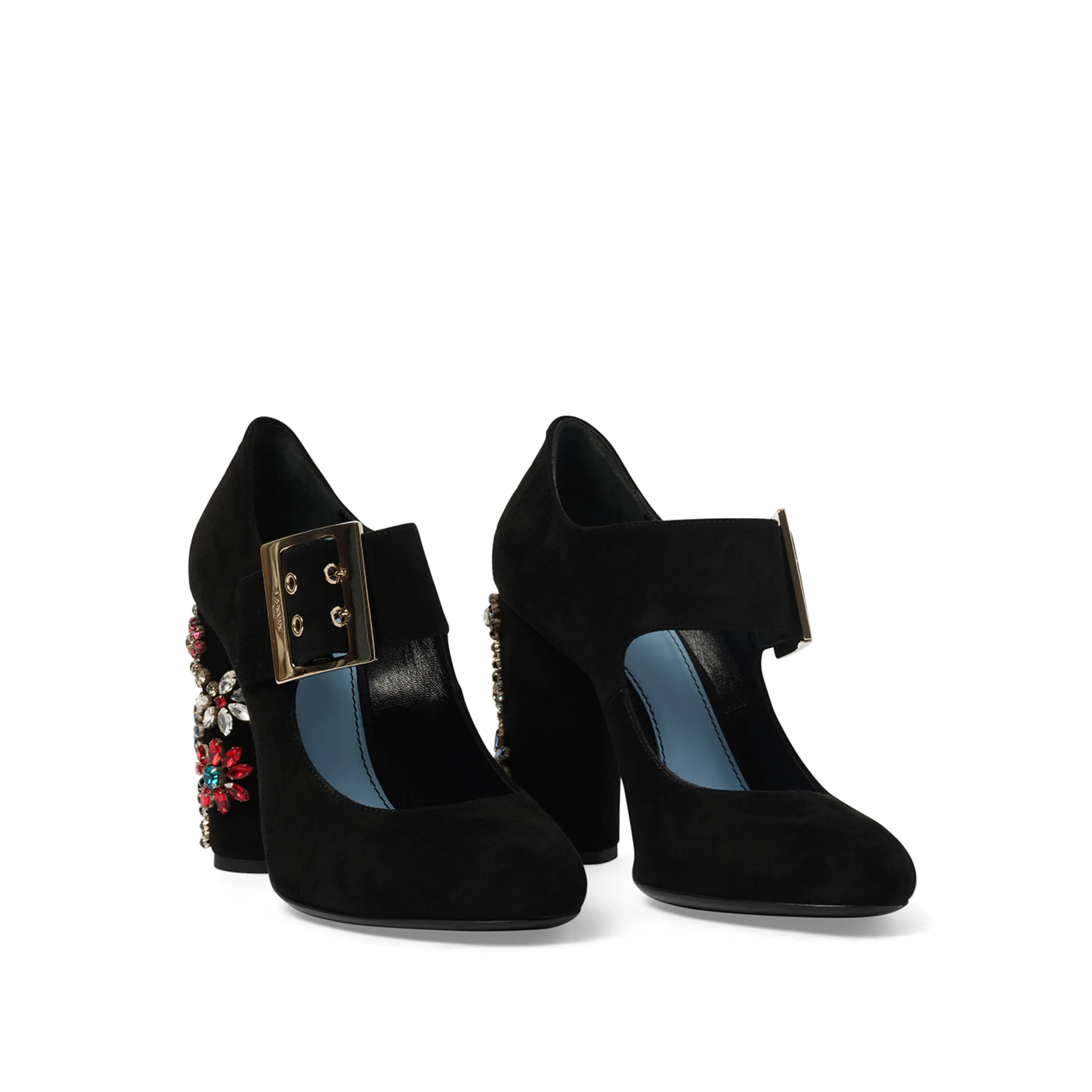 Emb Mary Jane Pump in Black