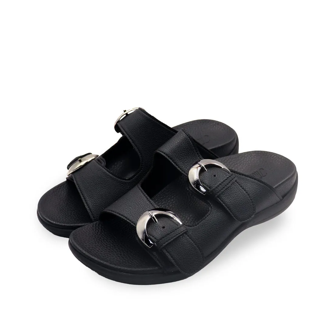 [EXTRA 20% off at cart][Wide-Fit] Duo Buckle Slide-One Flat Sandals