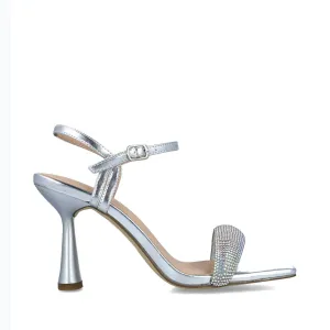 Fashion-Forward Silver Reflective Sandals for Occasions