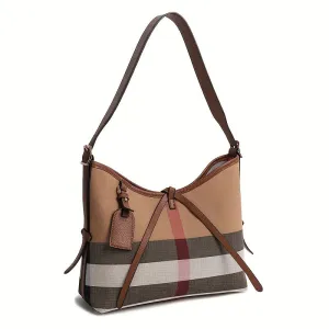 [Fast Arrival] Luxurious Large Capacity Plaid Shoulder Bag, Patchwork Crossbody Tote Purse with Spacious Interior