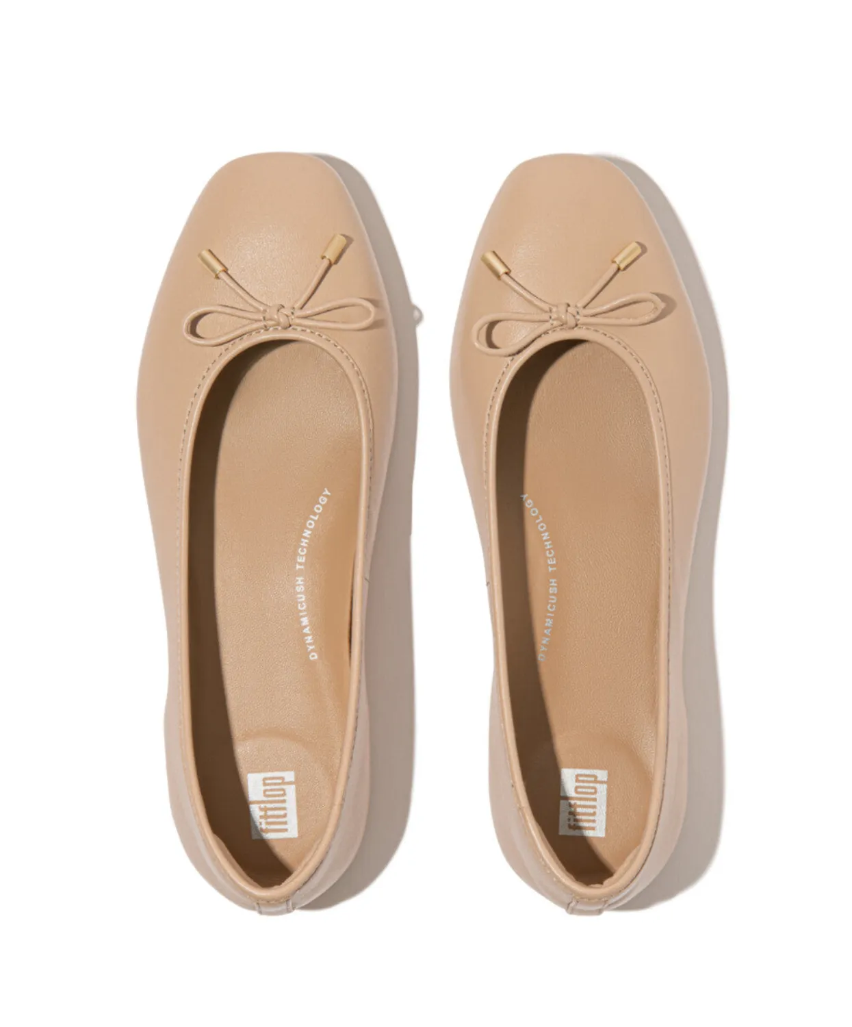 Fitflop Delicato Bow Soft Leather Ballet Flats Classic Beige