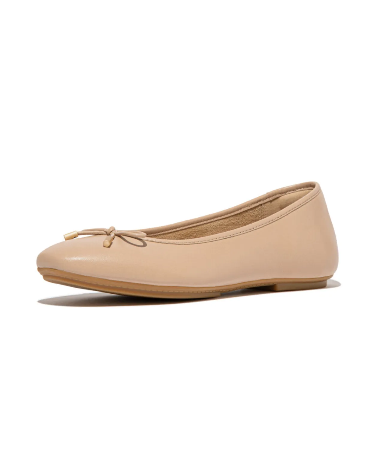 Fitflop Delicato Bow Soft Leather Ballet Flats Classic Beige