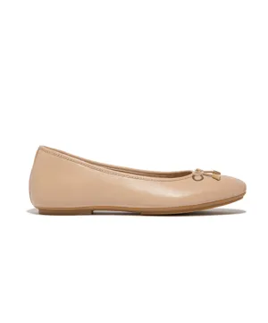 Fitflop Delicato Bow Soft Leather Ballet Flats Classic Beige