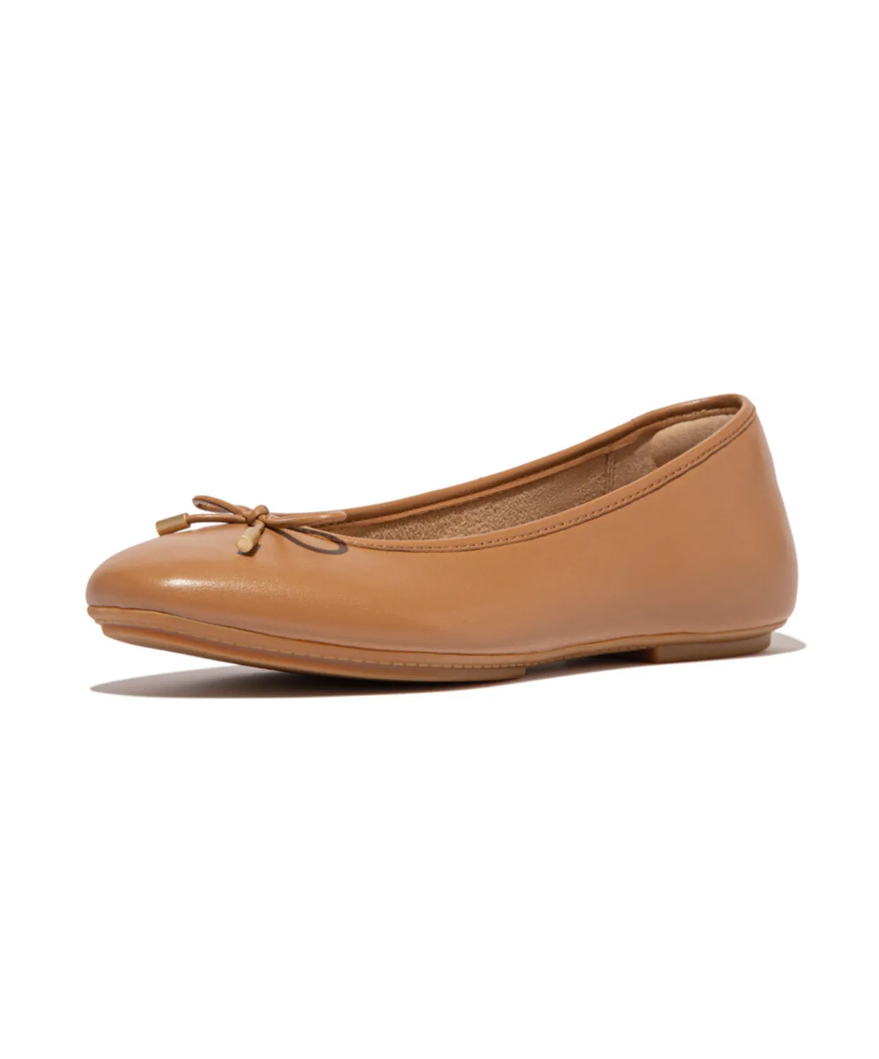 Fitflop Delicato Bow Soft Leather Ballet Flats Desert Tan