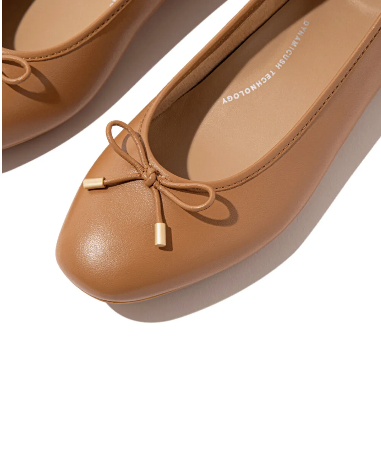 Fitflop Delicato Bow Soft Leather Ballet Flats Desert Tan