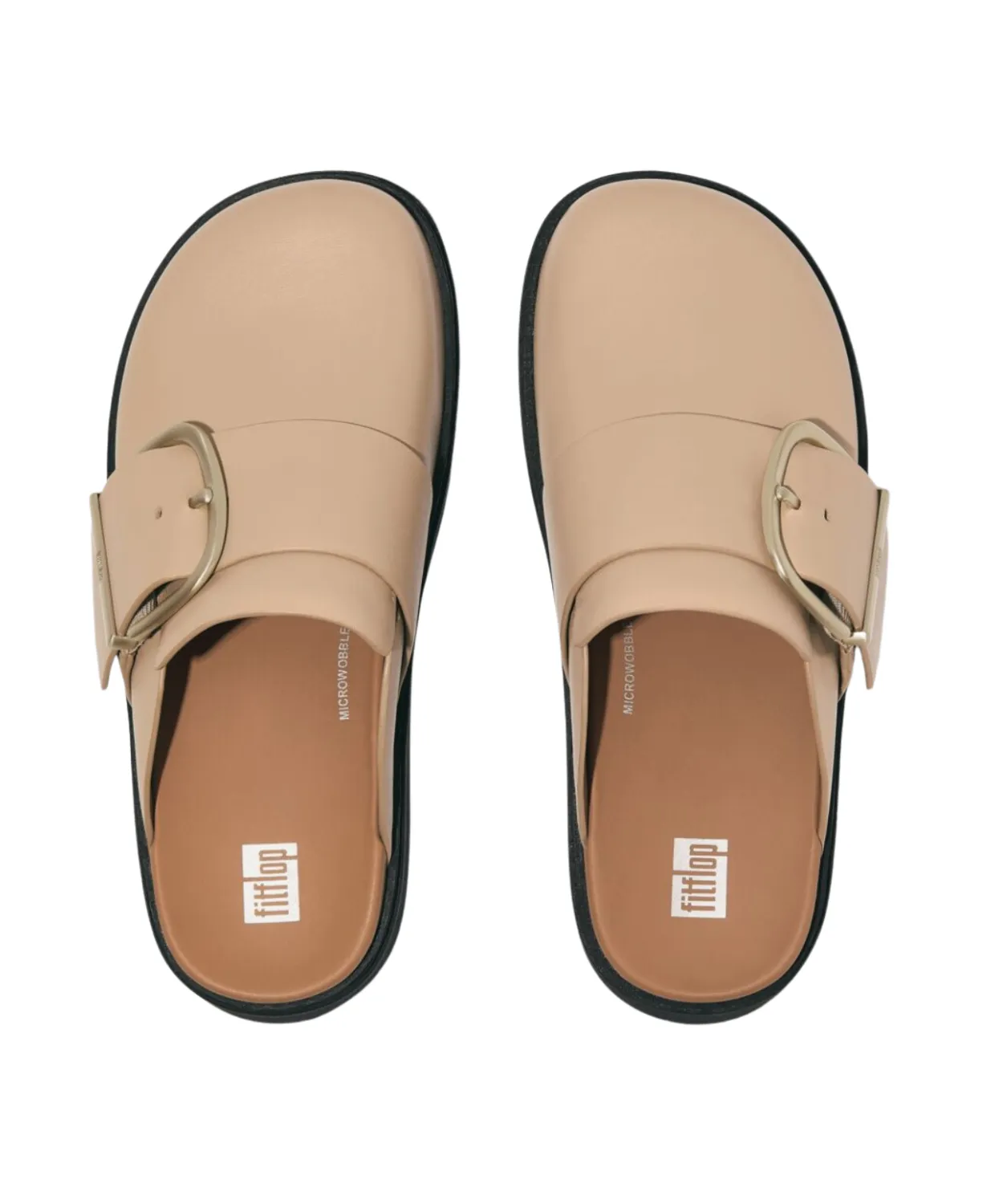 FitFlop Gen-FF Maxi Buckle Leather Mules Latte Beige