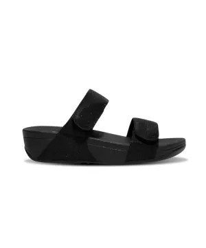 FitFlop Lulu Adjustable Shimmerlux Slides Black