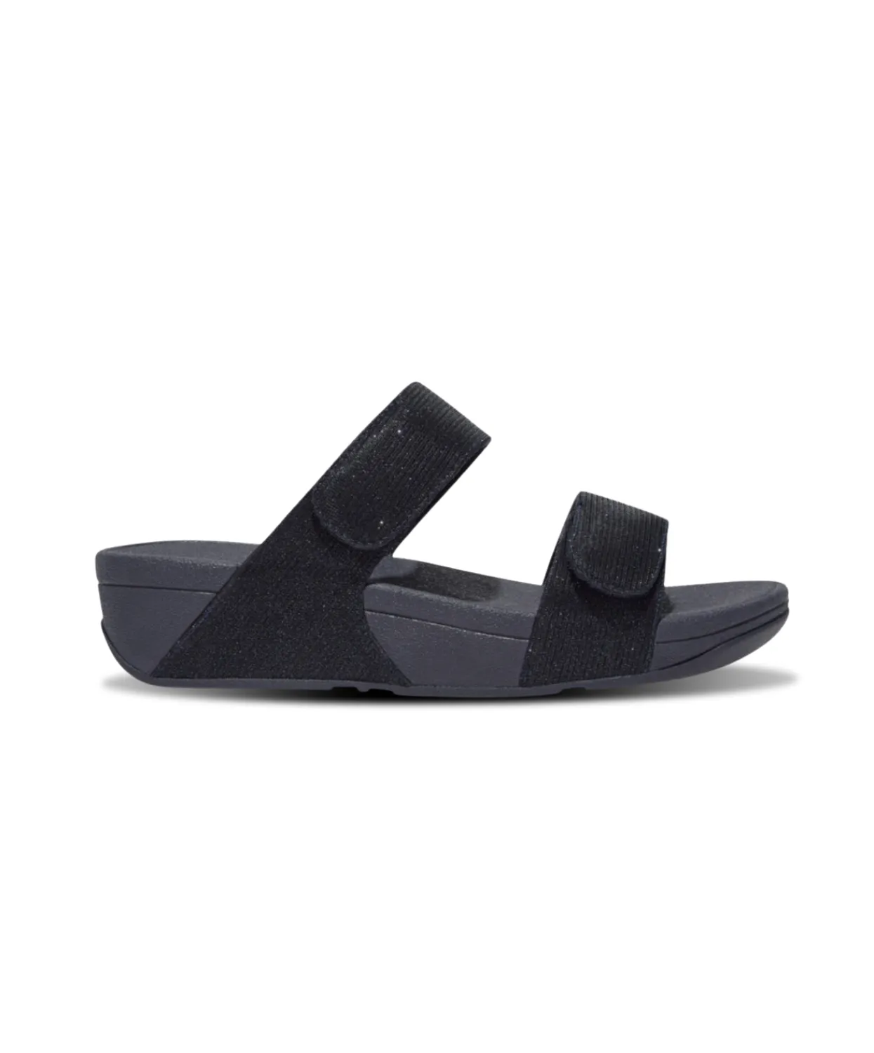 FitFlop Lulu Adjustable Shimmerlux Slides Navy