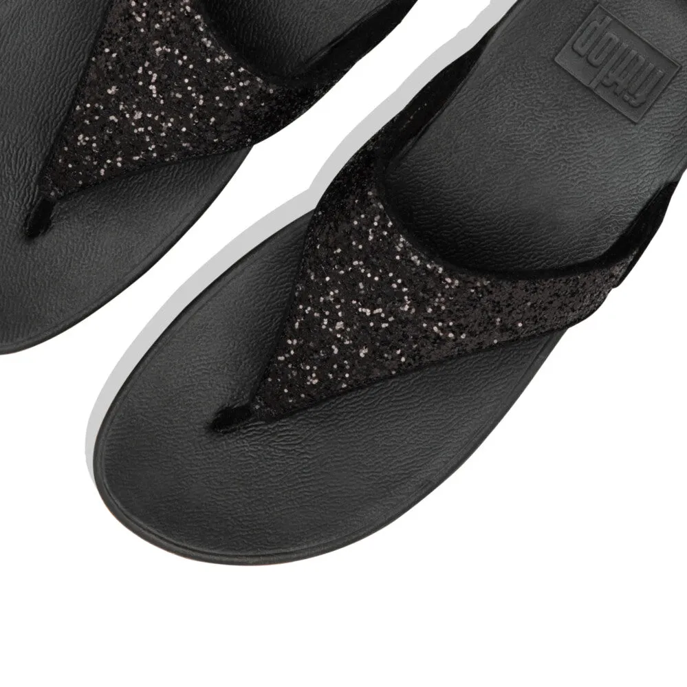 FitFlop Lulu Glitter Toe Post Sandals Black