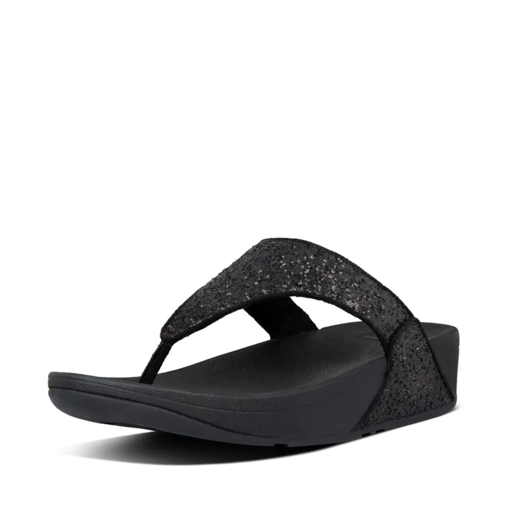 FitFlop Lulu Glitter Toe Post Sandals Black