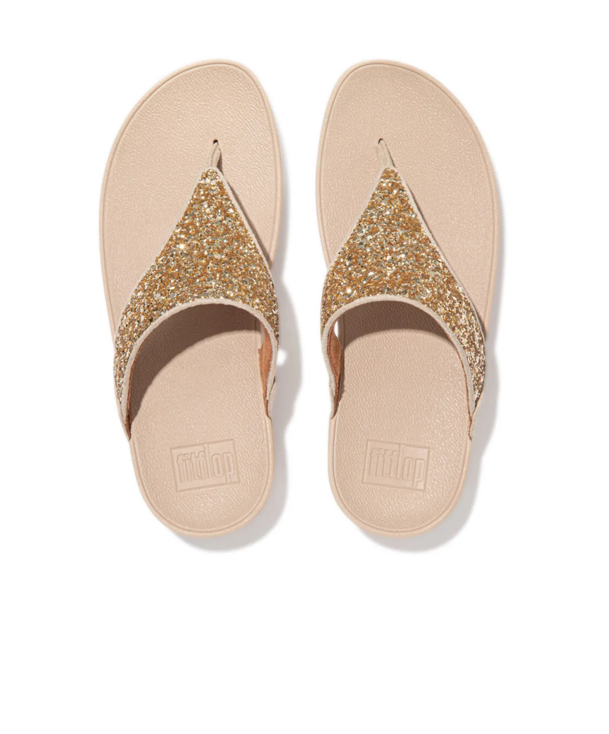 FitFlop Lulu Glitter Toe Post Sandals Gold