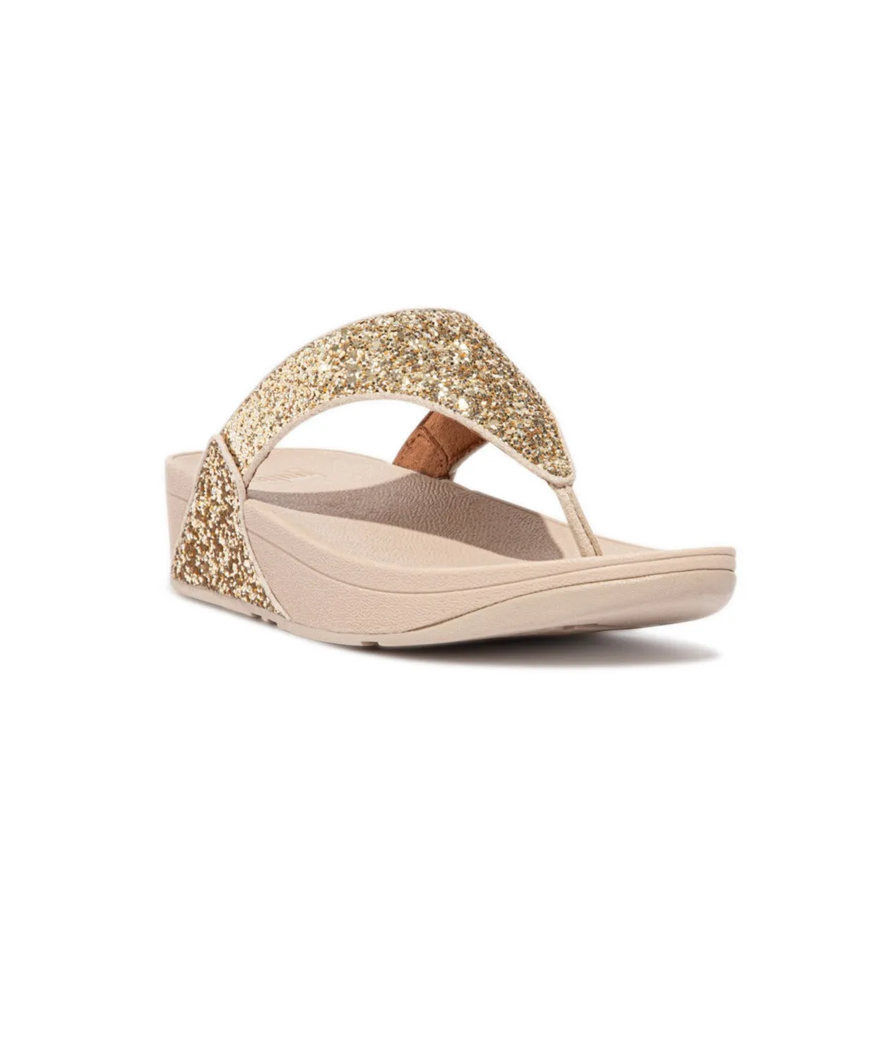 FitFlop Lulu Glitter Toe Post Sandals Gold