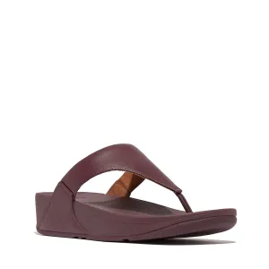 FitFlop Women's Lulu Leather Toe-Post Sandals Wedge, Mauve Wine