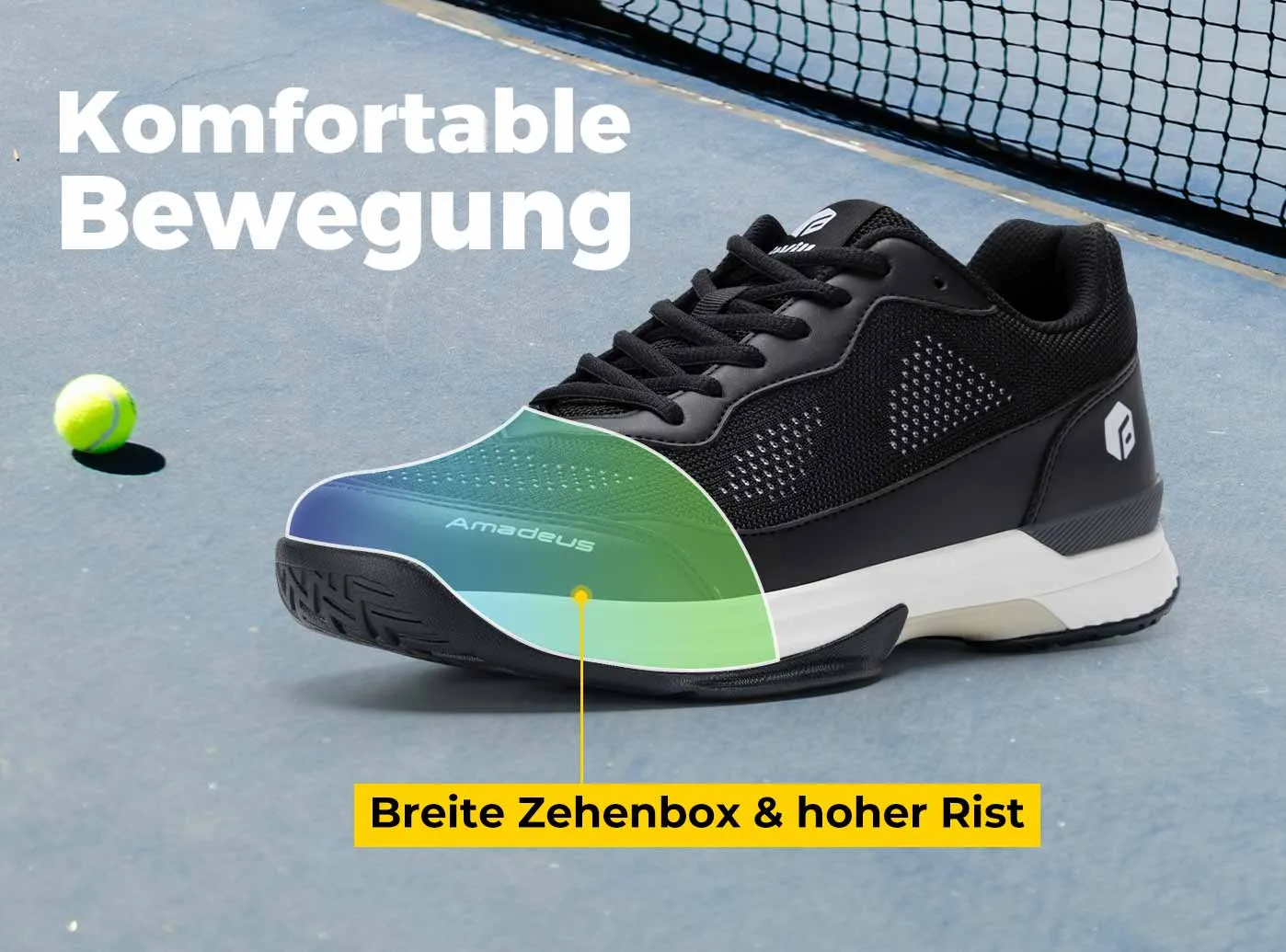 FitVille Herren Court Tennis Amadeus V2 Weiß grau Und Schwarz