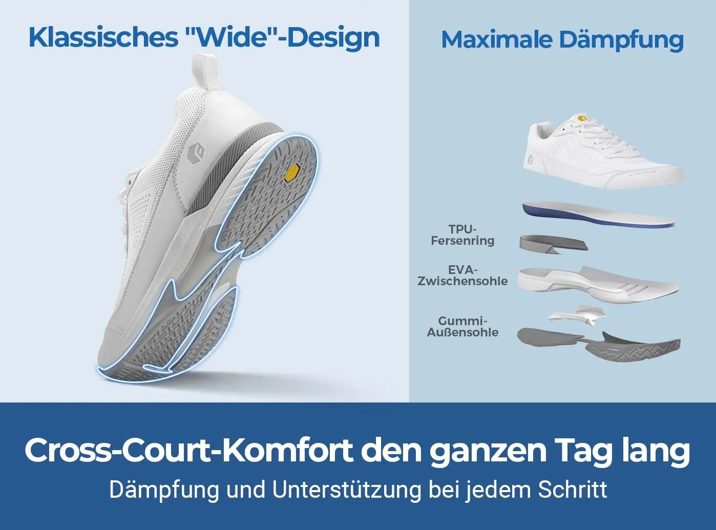 FitVille Herren Court Tennis Amadeus V2 Weiß grau Und Schwarz