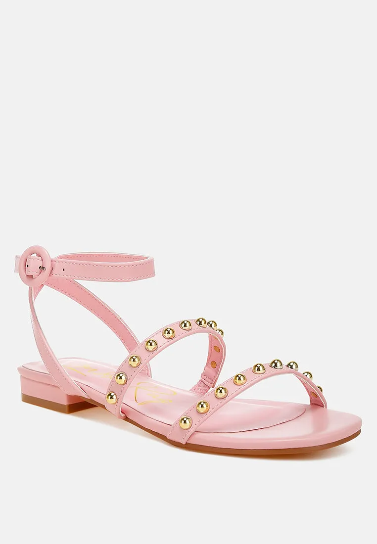 Flippity Studded Ankle Strap Flat Sandals