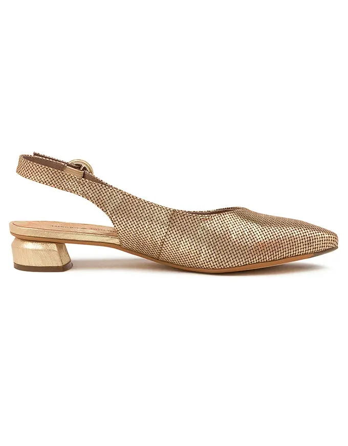 Fotini Old Gold Sling Back Flats