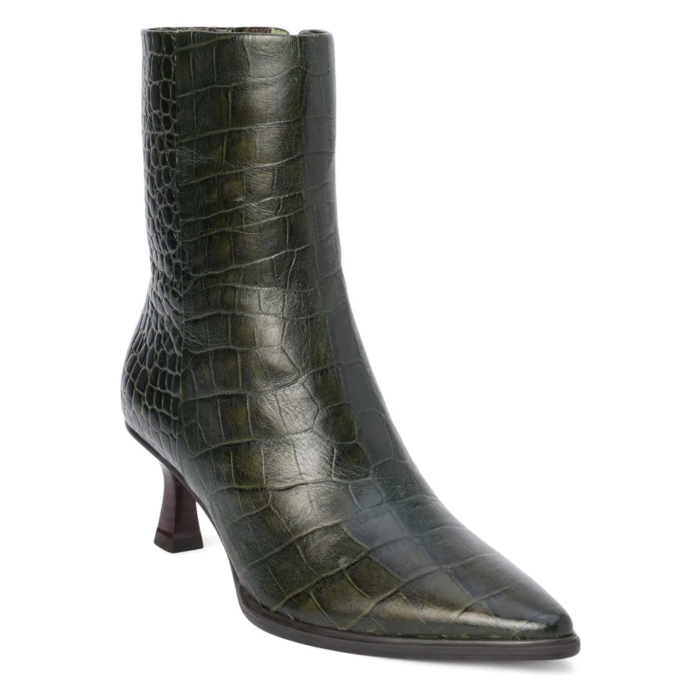 Gabbie Croc Embossed Pointed Toe Zippered Boots