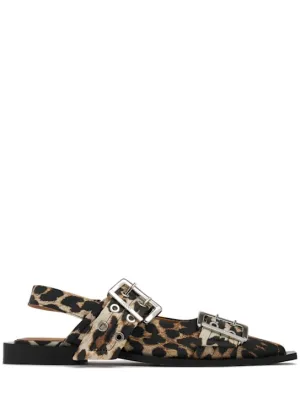 GANNI   20mm Chunky buckle leopard ballerinas 