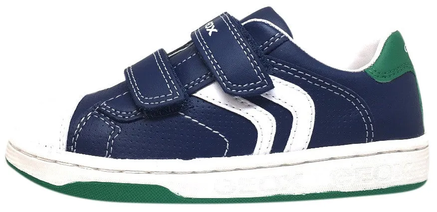 Geox Boy's Maltin Navy & Green Double Hook and Loop Strap Sneaker Shoe