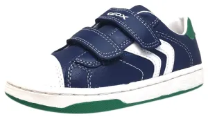 Geox Boy's Maltin Navy & Green Double Hook and Loop Strap Sneaker Shoe