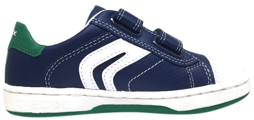 Geox Boy's Maltin Navy & Green Double Hook and Loop Strap Sneaker Shoe