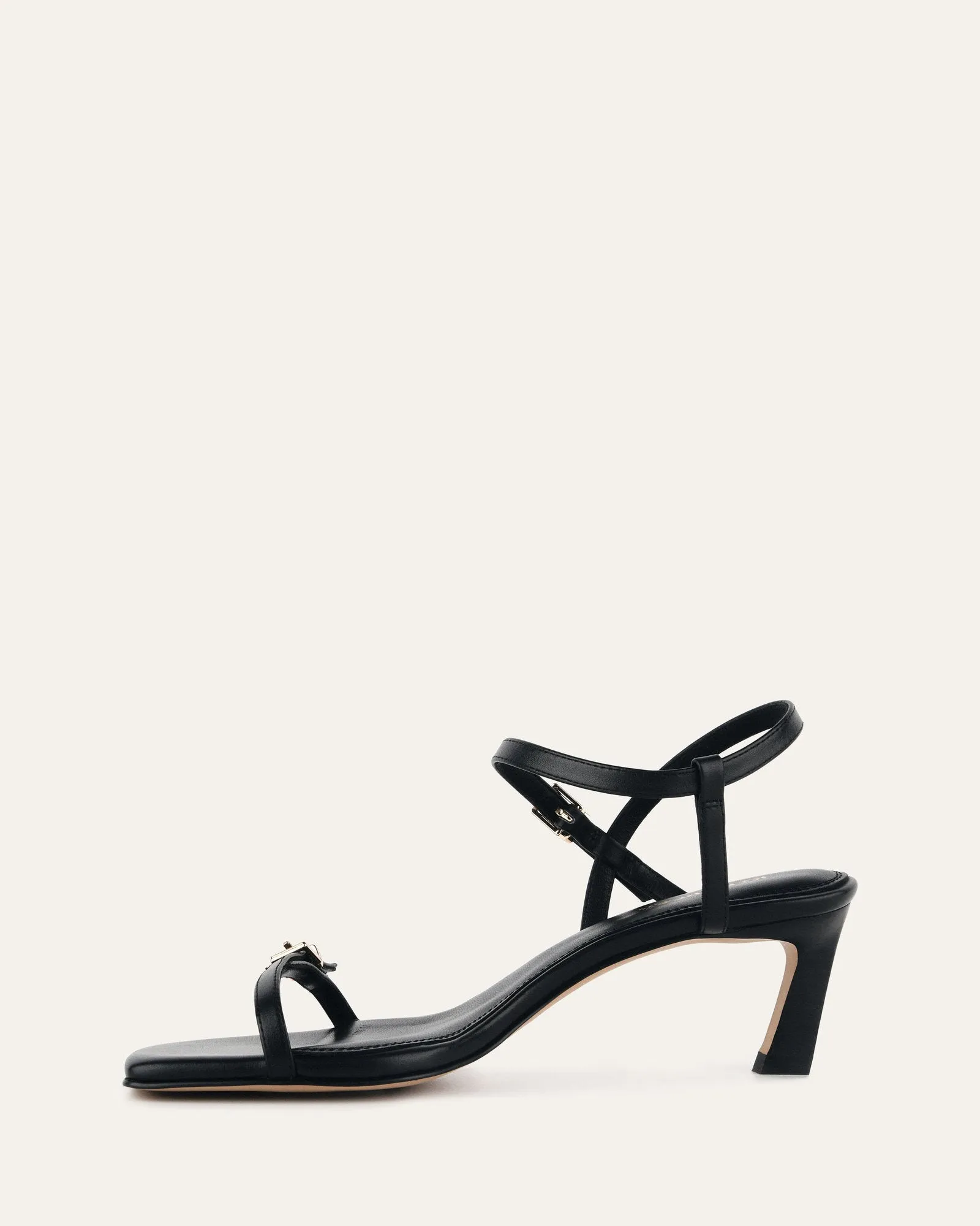 GIANNI MID HEEL SANDALS BLACK LEATHER