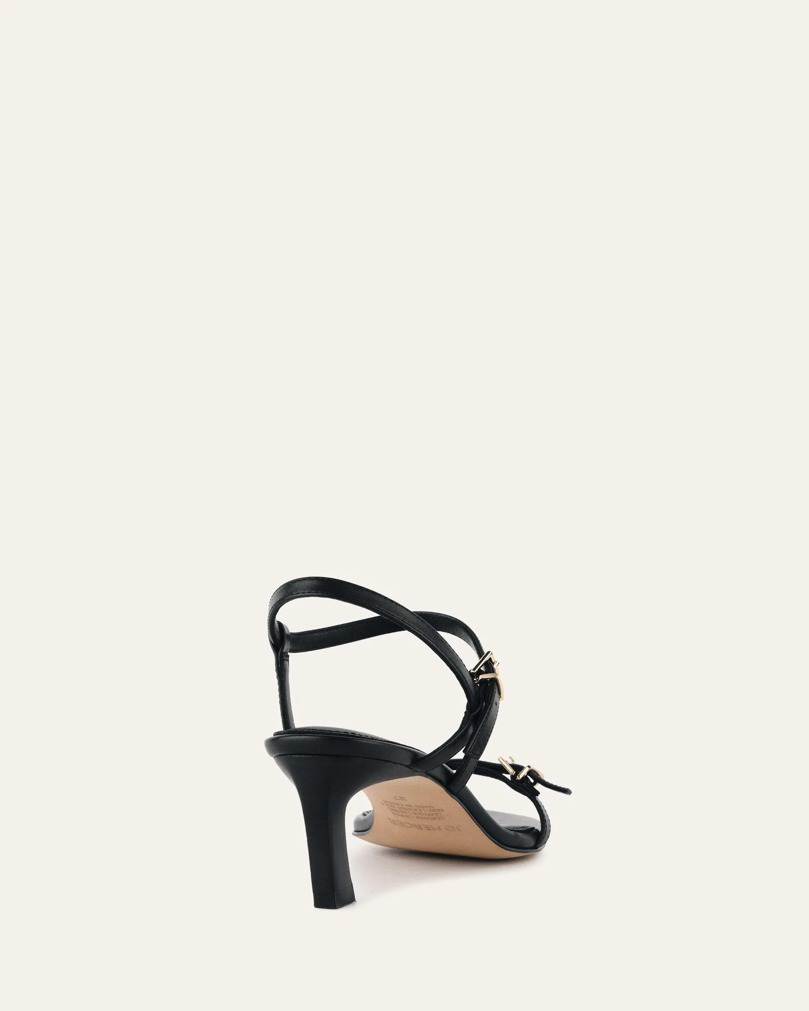 GIANNI MID HEEL SANDALS BLACK LEATHER