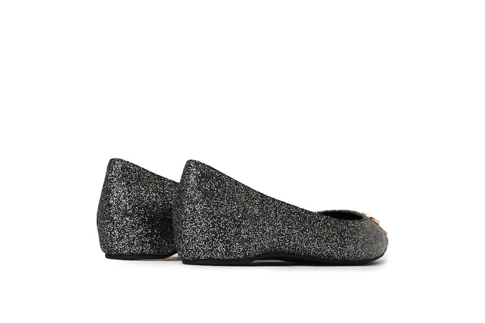 GLITTER POINTED TOE FLATS