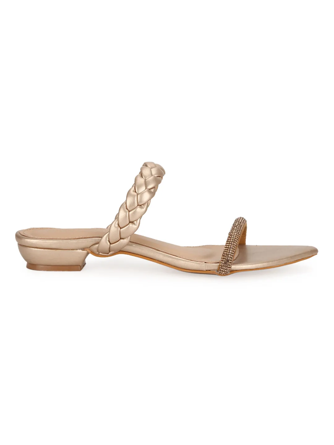 Gold PU Braided Pointed Flats (TC-SLC-SF51-GLD)