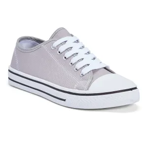 Grey White Flat Casual Lace Up Sneaker