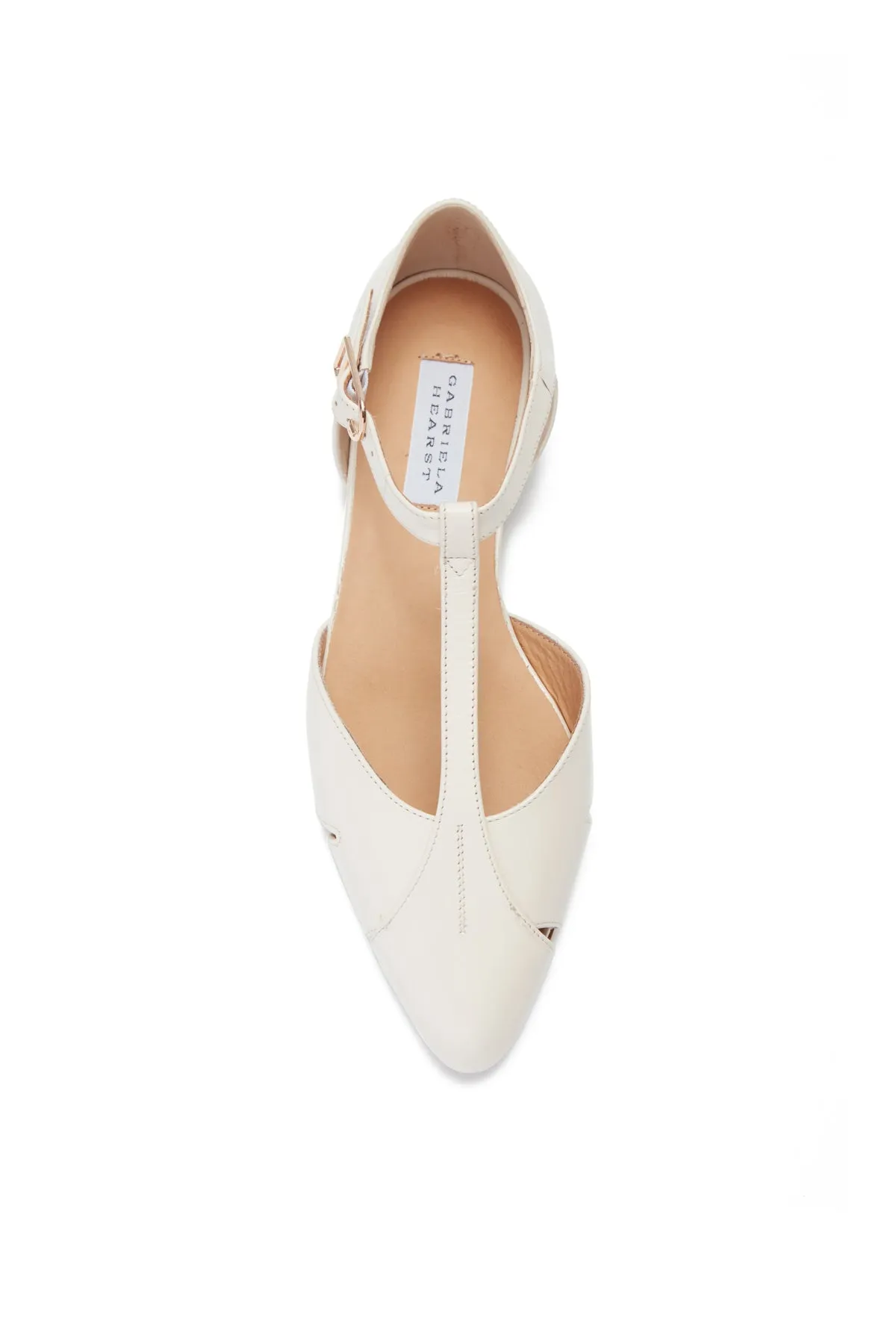 Harlow Ballerina Flat Shoe in Cream Leather