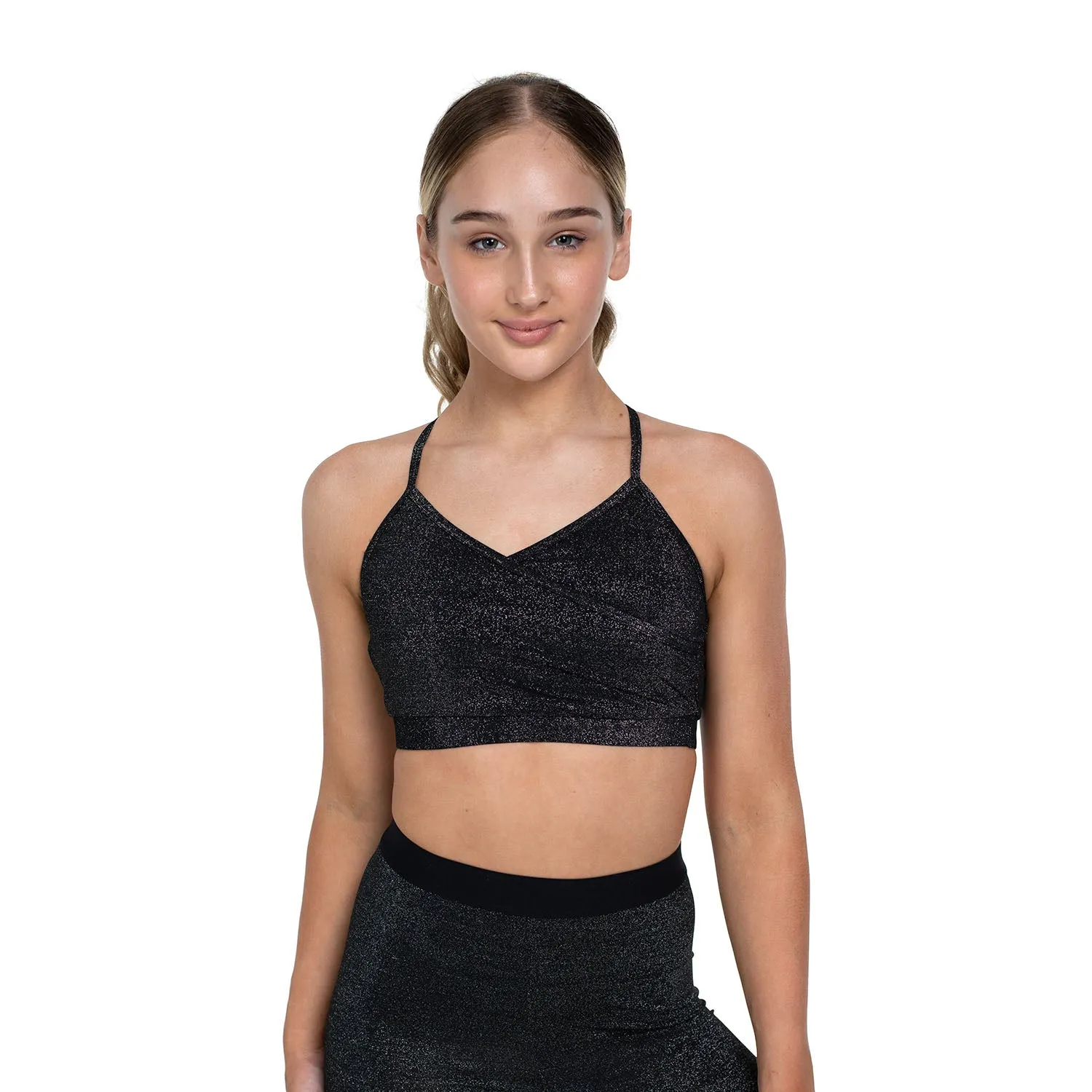 Hayley: Cross Front Lurex Bra Crop