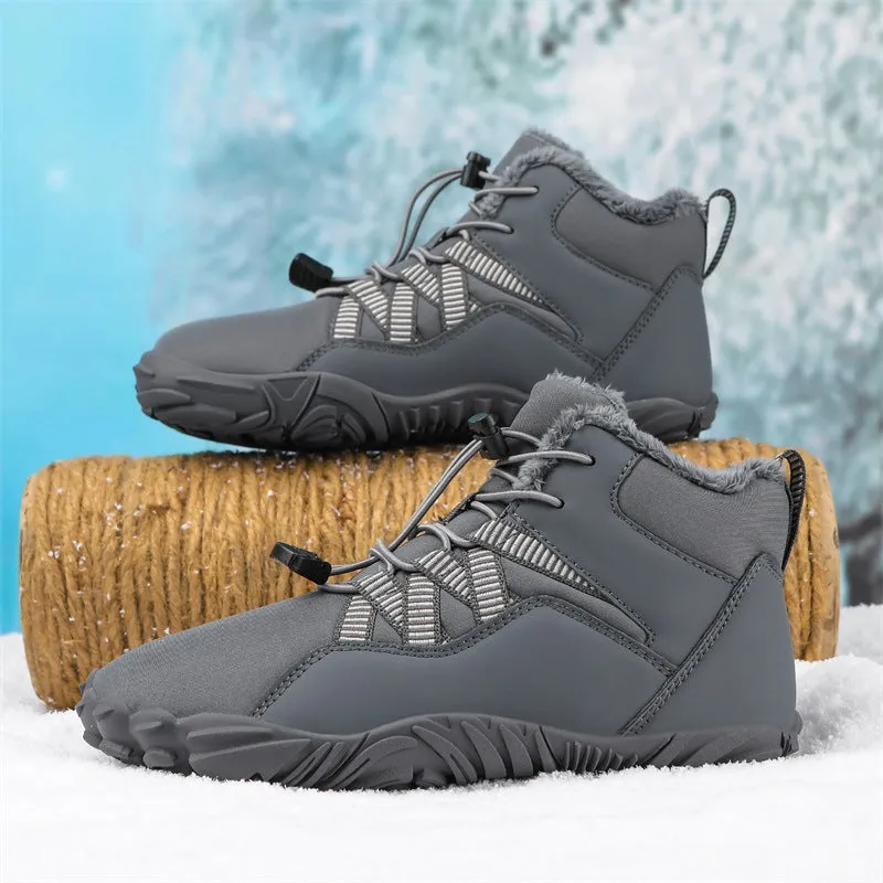 Herren-Fünffinger-Outdoor-Sport-Baumwollschuhe, Unisex, samtwarme Schneestiefel, verschleißfeste Anti-Ski-Bodenstiefel, verdickte Winterschuhe