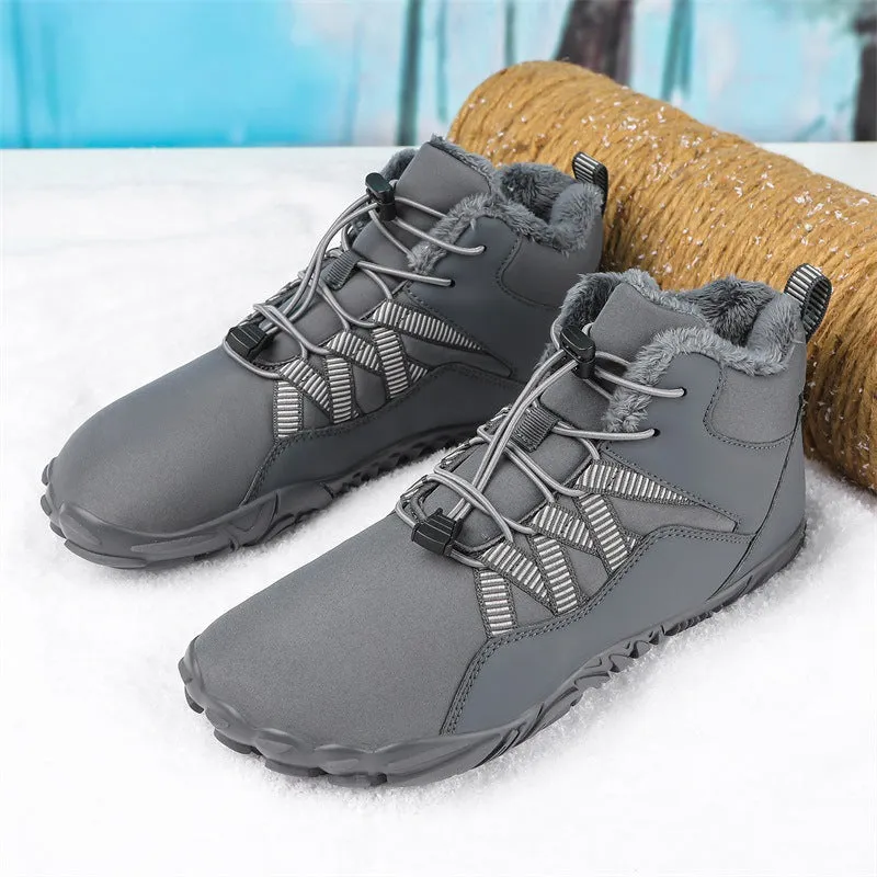 Herren-Fünffinger-Outdoor-Sport-Baumwollschuhe, Unisex, samtwarme Schneestiefel, verschleißfeste Anti-Ski-Bodenstiefel, verdickte Winterschuhe