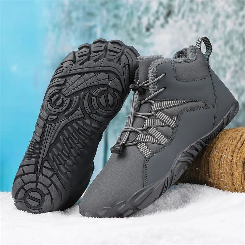 Herren-Fünffinger-Outdoor-Sport-Baumwollschuhe, Unisex, samtwarme Schneestiefel, verschleißfeste Anti-Ski-Bodenstiefel, verdickte Winterschuhe