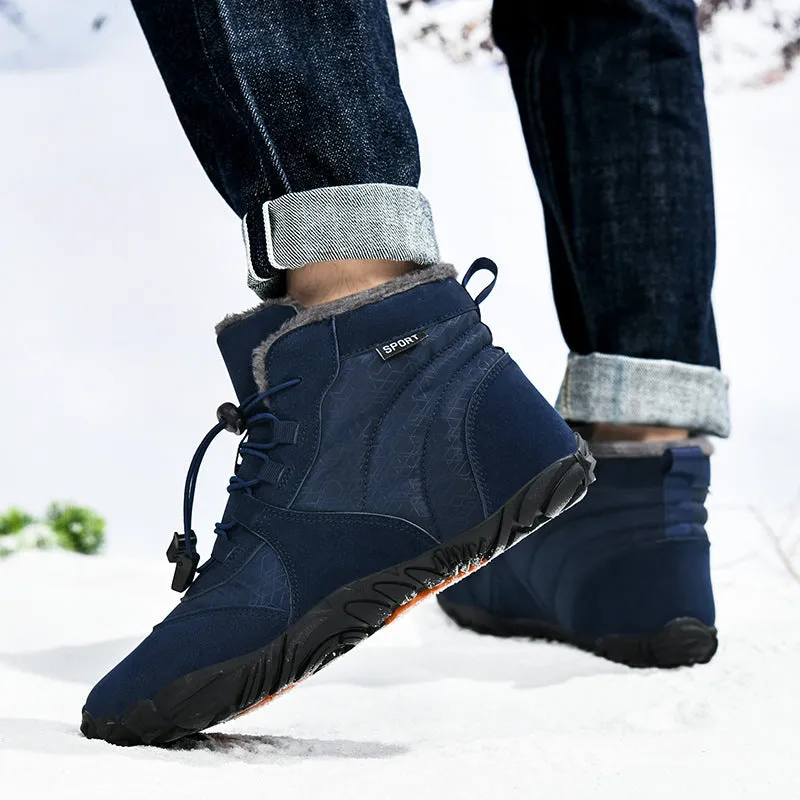 Herren Outdoor High-Top Baumwollschuhe, Unisex Barfußschuhe Arbeitsschuhe, Schneestiefel, warm, plus samtverdickte Mittelrohr-Wander-Winterschuhe