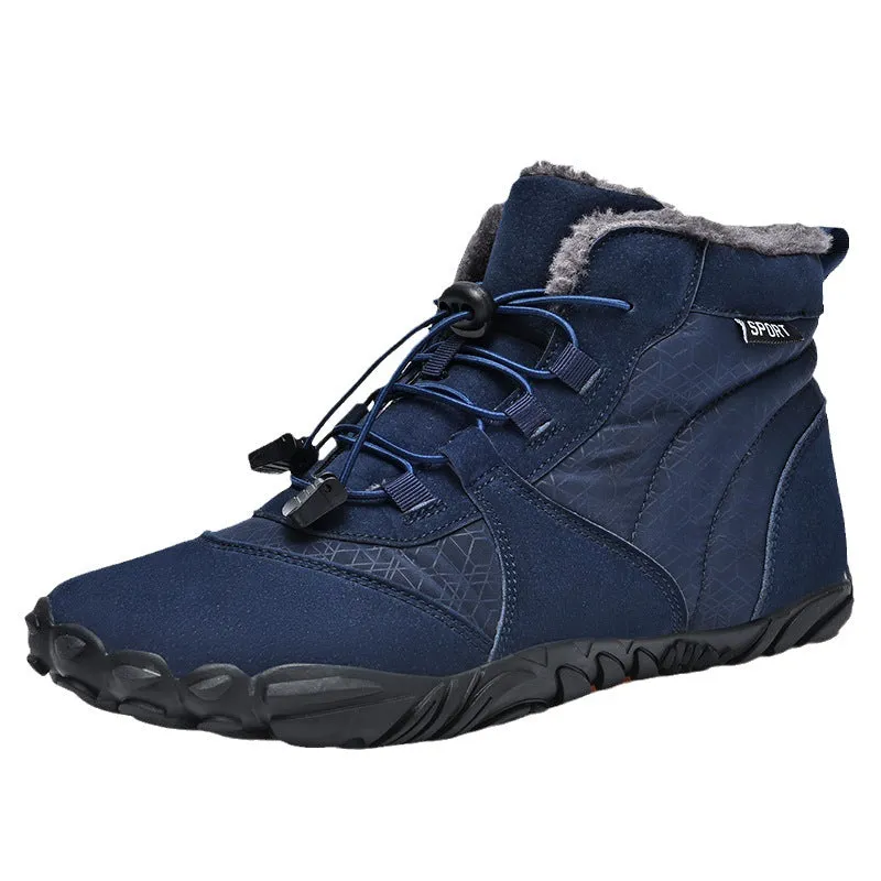 Herren Outdoor High-Top Baumwollschuhe, Unisex Barfußschuhe Arbeitsschuhe, Schneestiefel, warm, plus samtverdickte Mittelrohr-Wander-Winterschuhe