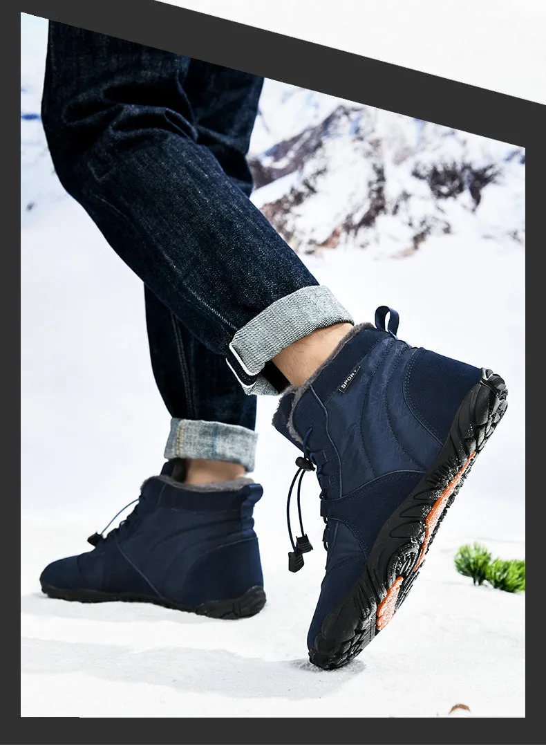 Herren Outdoor High-Top Baumwollschuhe, Unisex Barfußschuhe Arbeitsschuhe, Schneestiefel, warm, plus samtverdickte Mittelrohr-Wander-Winterschuhe