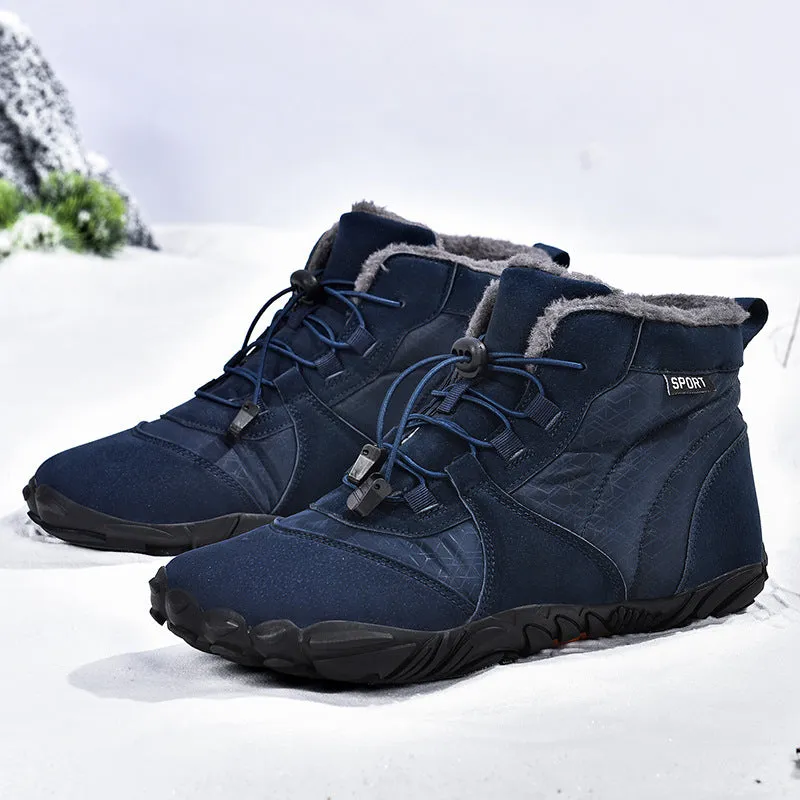 Herren Outdoor High-Top Baumwollschuhe, Unisex Barfußschuhe Arbeitsschuhe, Schneestiefel, warm, plus samtverdickte Mittelrohr-Wander-Winterschuhe