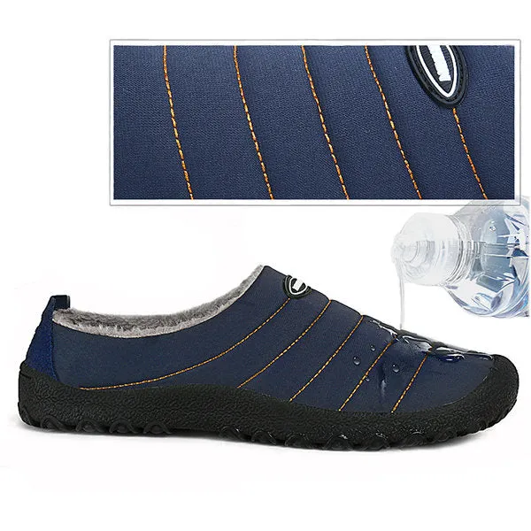 Herren Plüschfutter Wasserdichter Stoff Slip On Soft Sole Casual Slipper