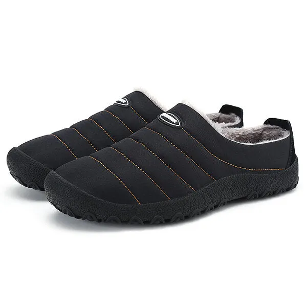 Herren Plüschfutter Wasserdichter Stoff Slip On Soft Sole Casual Slipper