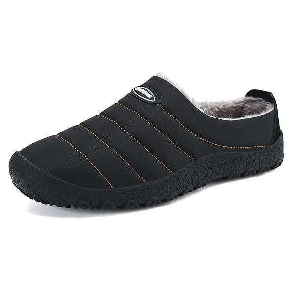 Herren Plüschfutter Wasserdichter Stoff Slip On Soft Sole Casual Slipper