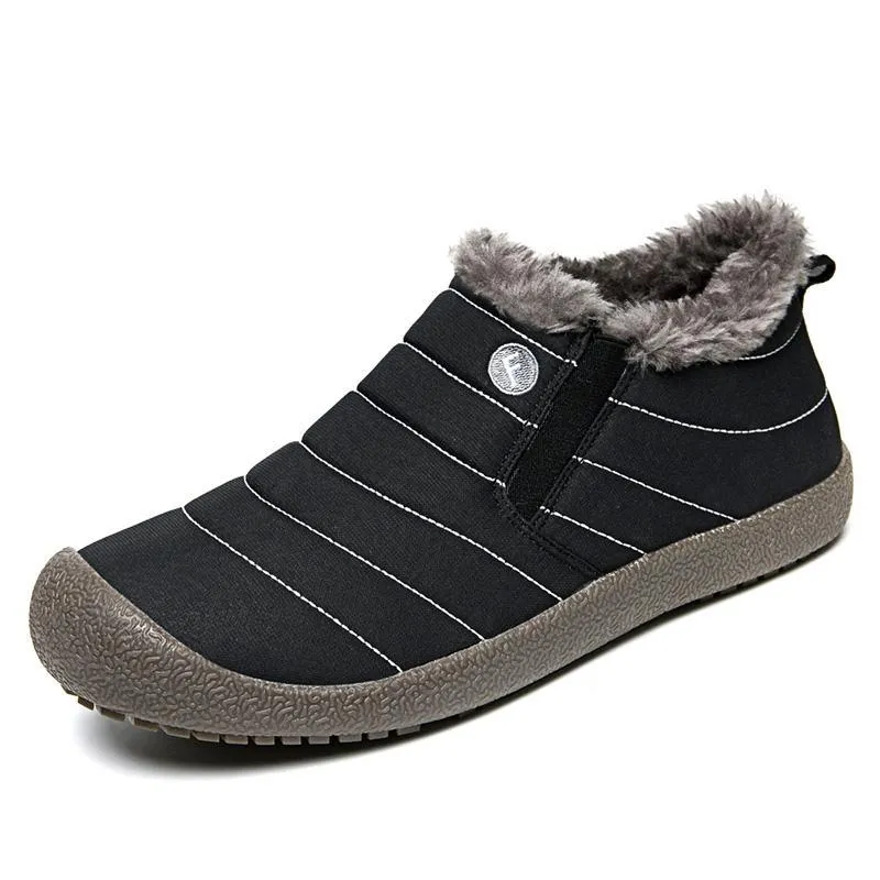 Herren Schneeschuhe Winterschuhe Slip On Ankle Booties Anti-Rutsch-Wasserbeständige Pelzgefütterte Outdoor-Sneakers